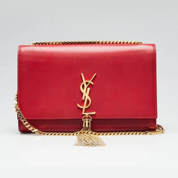 Yves Saint Laurent Red Leather Monogram Medium Kate Tassel Bag - Picture 1 of 11